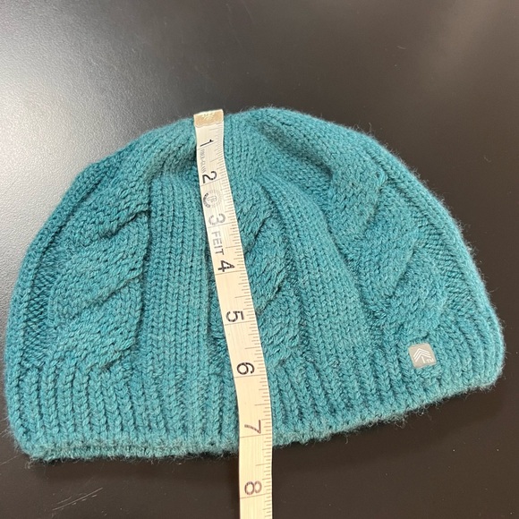 Peekaboos The Ponytail Hat Brand Cable Knit Hat Beanie Teal Fleece Lined U.S.A. - Picture 3 of 11